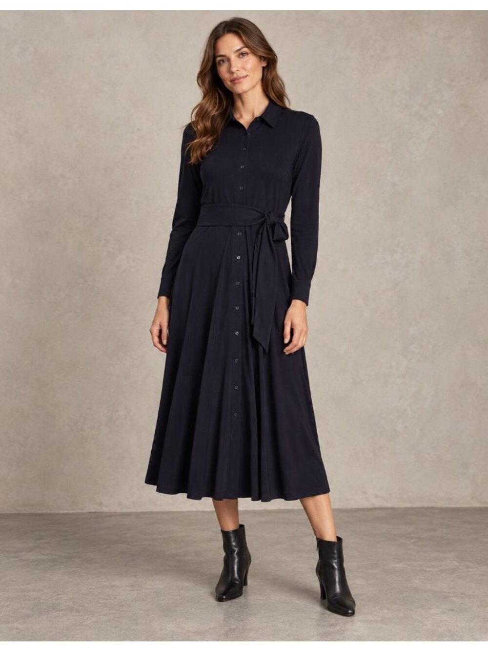 NEW Boden Marcia Jersey Shirt Dress Navy Blue Size 8 Petite